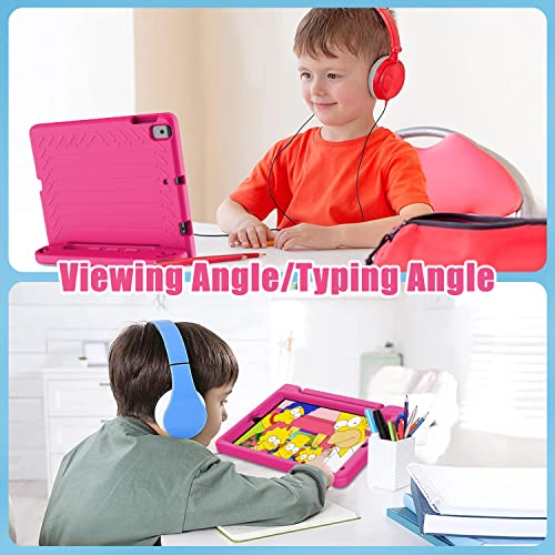 Avawo Kids Case For Ipad 10.2" 9Th & 8Th & 7Th Generation, Ipad 10.2 2021/2020/2019 Case With Built-In Screen Protector, Light Weight Shock Proof Handle Stand Kids Friendly Cover For Ipad 10.2" - Pink #TOP2