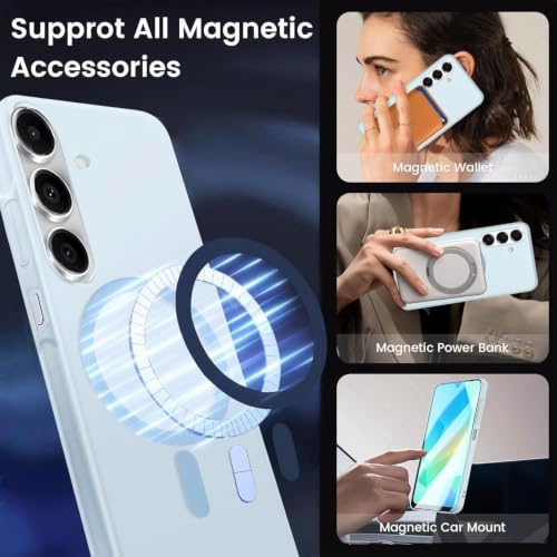 Image of DIZORO Matte Case for Samsung Galaxy M17 Compatible with MagSafe, Camera Lens Full Protection, Shockproof Translucent Frosted TPU Soft Phone Cover, Anti-Fingerprint-Sky