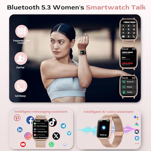 Reloj Inteligente Mujer 1.83" HD Pantalla Táctil Smartwatch con Llamadas Bluetooth Fitness Tracker 120+ Modos Deportivos Pulsometro SpO2 Presión Arterial IP68 Monitor de Sueño Android iOS (Oro rosa) - imagen 2
