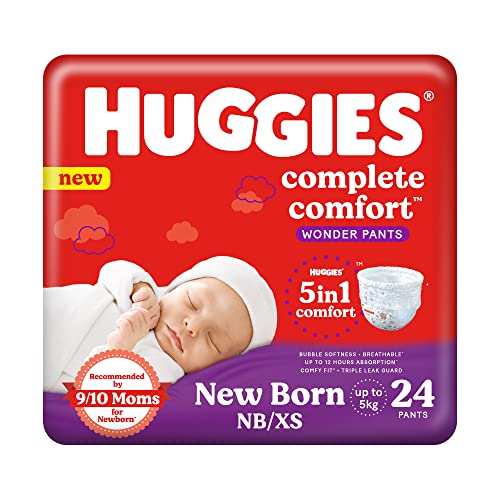 Image of Huggies Complete Comfort Wonder Pants, Extra Small (XS) Size Baby Diaper Pants, (24 count) & Mamaearth Natural Repellent Mosquito Patches For Babies with 12 Hour Protection,White,Pack of 1