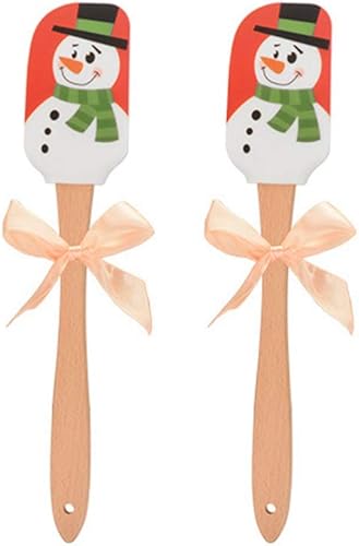Miniatura 10 de Cabilock 2 espátulas de silicona de Navidad con asas de madera, espátula para hornear, mezclar, hornear, pastel, fiesta de Navidad, vacaciones