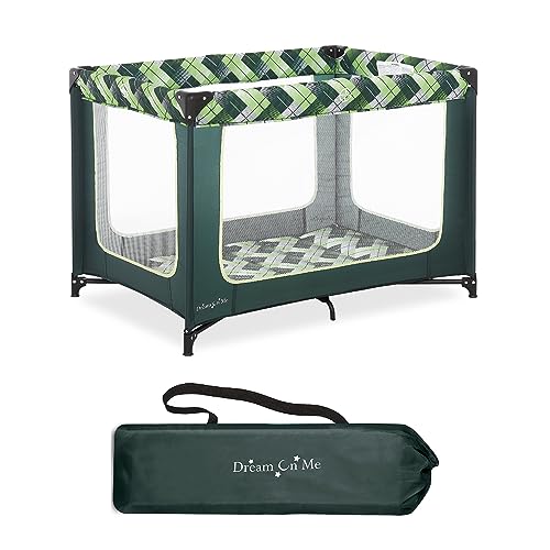 Image of Dream On Me Zoom Portable Playard in Green, Lightweight, Packable and Easy Setup Baby Playard, Breathable Mesh Sides and Soft Fabric - Comes with a Removable Padded Mat