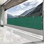 YUANZHI Balcony Protect Privacy Screens 110 x 200 cm(43 x 79inch) UV Protection Weather-Resistant Sunshade Panel with Cable Ties for Backyard, Patio, Terrace, Dark Green