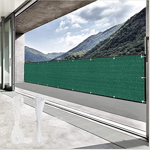 Cubierta de barandilla para exteriores, HDPE resistente a los rayos UV con lazos para jardín, piscina, patio, protección duradera de 110 x 950 cm, color marrón para uso en exteriores