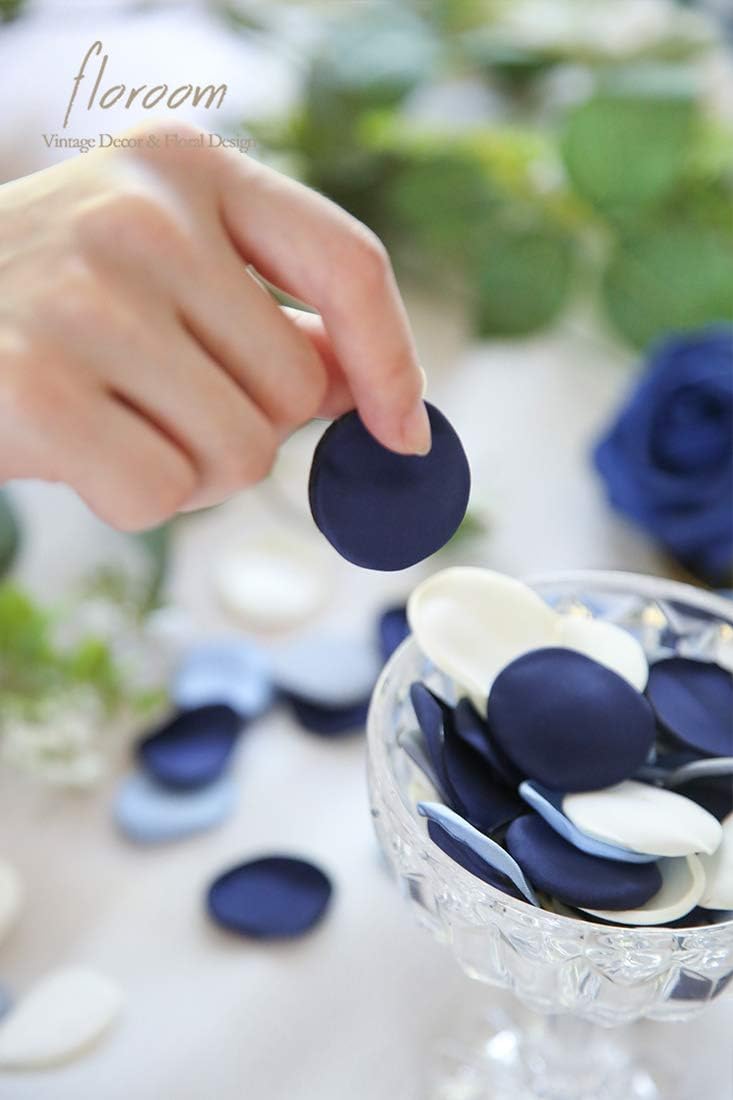Floroom 300pcs Rose Petals Dusty Blue Navy Faux Silk Flower Petals for Wedding Flower Girl Basket Aisle Scatter Dinner Table Centerpieces Party Confetti Decoration Romantic Night Home Decor - Image 4