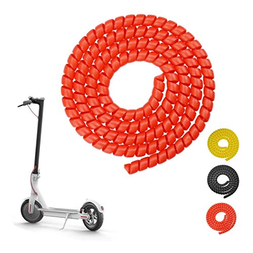 Tinke Brake Spiral Tube Cable Protector Cover Scooter Line Spiral Color Change Tube Protector 1M Length Spiral Wire pour Xiaomi M365 / Pro -Rouge
