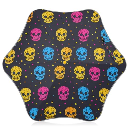 Parapluie enfants crânes lumineux pliant bouton-poussoir anti-UV pour éviter les doigts coincés