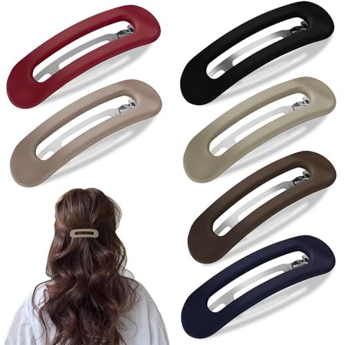 Lot de 4 barrettes plates antidérapantes pour cheveux épais et fins | Pinces à cheveux françaises légères en plastique | Confortables pour la conduite,...