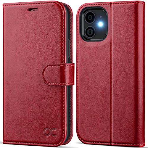 OCASE Wallet Case with Card Holders RFID Blocking Kickstand Magnetic, PU Leather Flip Case Phone Cover Comaptible for 12/ i12 Pro 6.1 Inch (Red)
