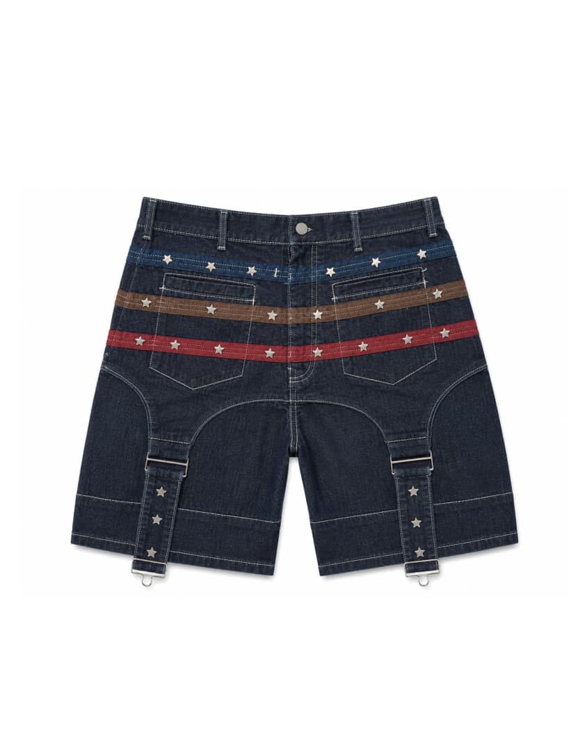 unipandaa Women's Denim Shorts, Medium Blue Wash, Star Patch Detailing, Mid Rise, Regular Fit, Casual Style-picture-42