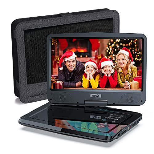 Flash Deals - 50% OFF SUNPIN Portable DVD Player 12.5" for Car and Kids, 10.1 inch Eyesight Protective HD Swivel Screen, Stereo Speakers&Dual Earphones Jack, Support Sync TV/USB/SD Card, Car Headrest Mount Case,Black