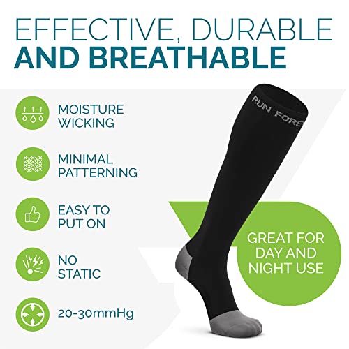 Run Forever Sports Compression Socks For Women & Men | 20-30 Mmhg Knee High Medical Grade Compression Stockings For Improved Circulation & Leg Support | Ideal For Running, Nursing, Pregnancy & Travel #TOP5