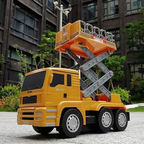 Image of Crackles Remote Control Big Stairlift Truck for Kids - Realistic RC Construction Vehicle with Functioning Lift, Lights, Sound Effects & USB Rechargeable Battery - for Boys & Girls Ages 8+