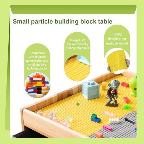 Image of BIRASIL Wooden Kids Activity Table with 8 Cubes Storage Boxes, Multi-Purpose Sensory Table with Wheels for Children, Play Table Compatible with Building Block Board for Preschool Toddler