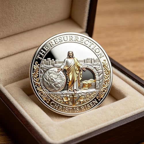 The Crucifixion of Jesus Christ Commemorative Coin, Christian Jesus Challenge Coins, Christian Religious Collectible Coin with Crucifixion & Resurrection Design for Coin Collectors (5pcs) - 4