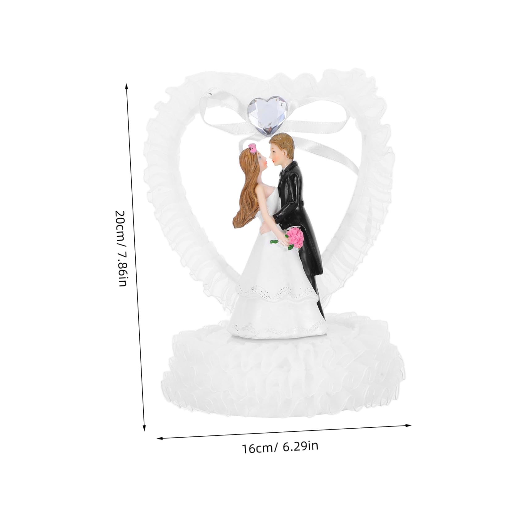 Harz Paarstatue Hochzeitspaar Figur Weiß Dekorative Hochzeitsdekoration | Abschluss Geschenk, Romantische Deko für Hochzeitstorte und Festtafel, Kunstharz mit Kunststoff Details
