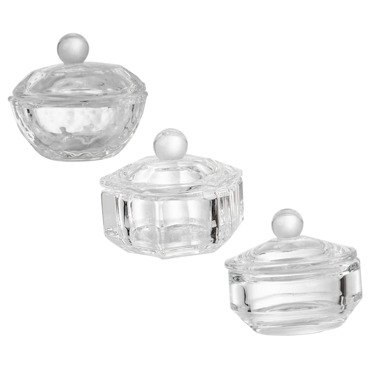 minkissy 6pcs Crystal Nail Art Cups with Lid Liquid Powder Containers for Manicure for Salon and Personal Use Compatible with Natural and False Nails