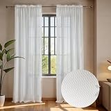 GRALI Cortinas Translucidas Sala, Cortinas Blancas de Visillo con Bolsillo, Cortinas para Dormitorio Habitacion, 132 X 274...