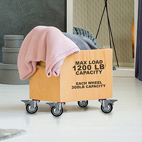 Pack of 8, 75mm up to 500KG Heavy Duty Castor Wheels Rubber Base with Brake - No Floor Marks Silent Castor for Furniture Trolleys - Image 4