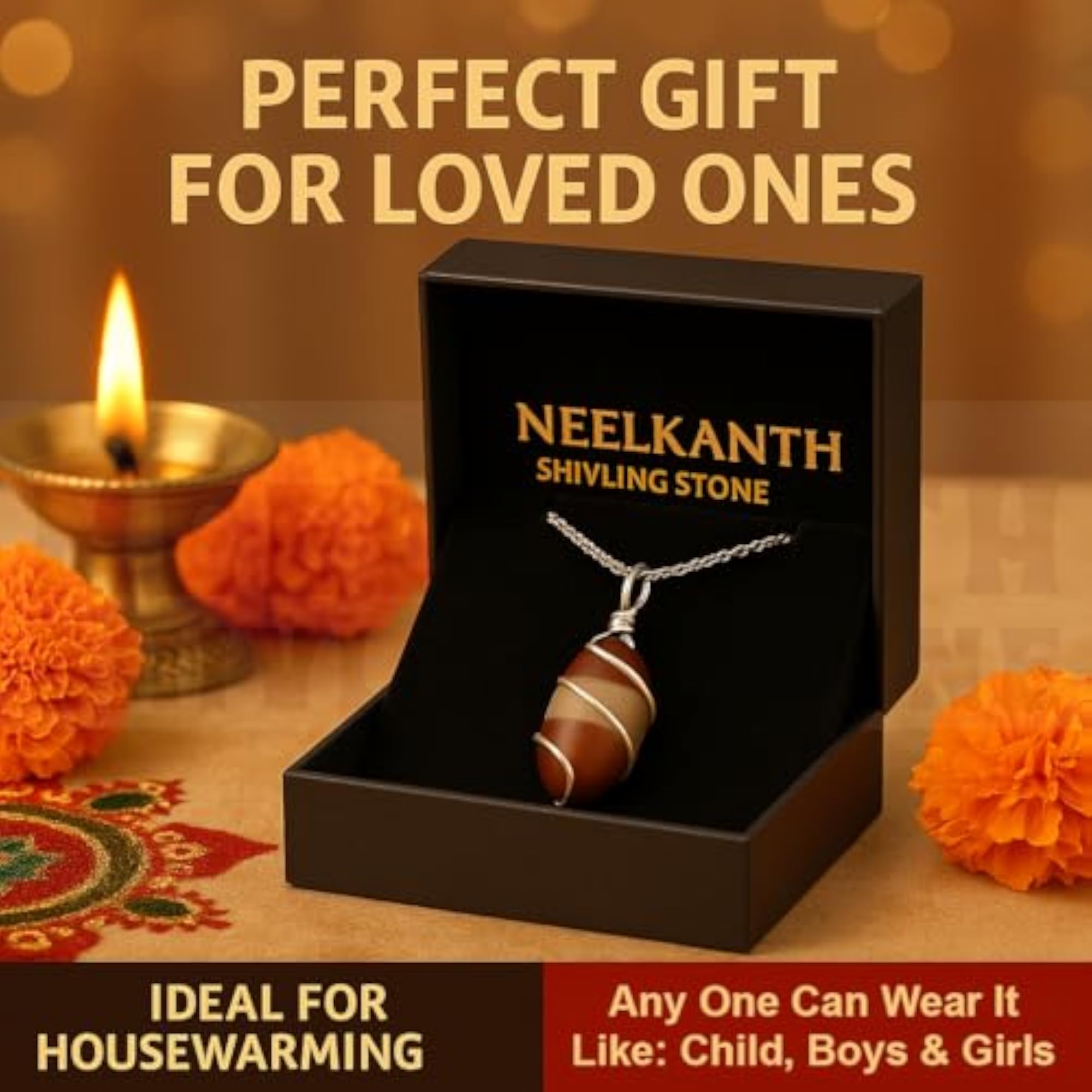 Neelkanth Shivling Energised Narmada Stone Pendant