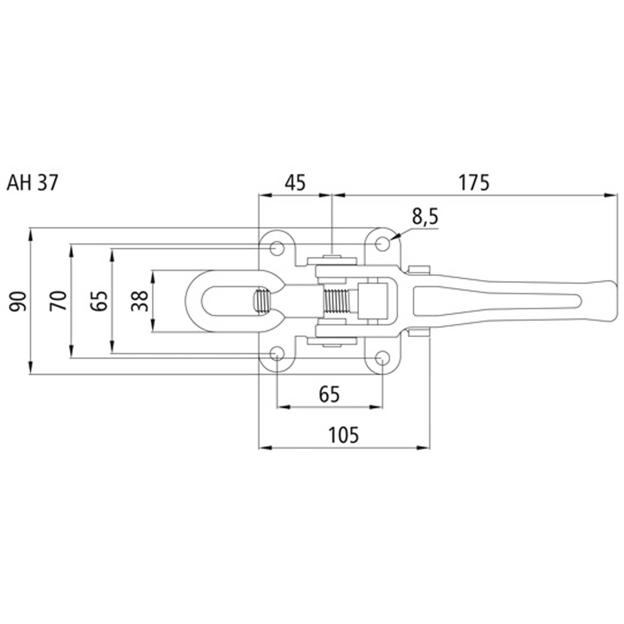The Drive 2X Exzenterverschluss Set verstellbar 250–285 mm mit Gegenhalter | für Anhänger | Modell 6043/6044 | Stahl verzinkt | zum Anschrauben | Anhängerverschluss schwer belastbar