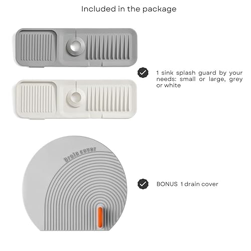 Miniatura 2 de Protector contra salpicaduras de fregadero  Tapete de silicona para grifo  Bandeja colector de goteo con mango  Protectores de fregadero para