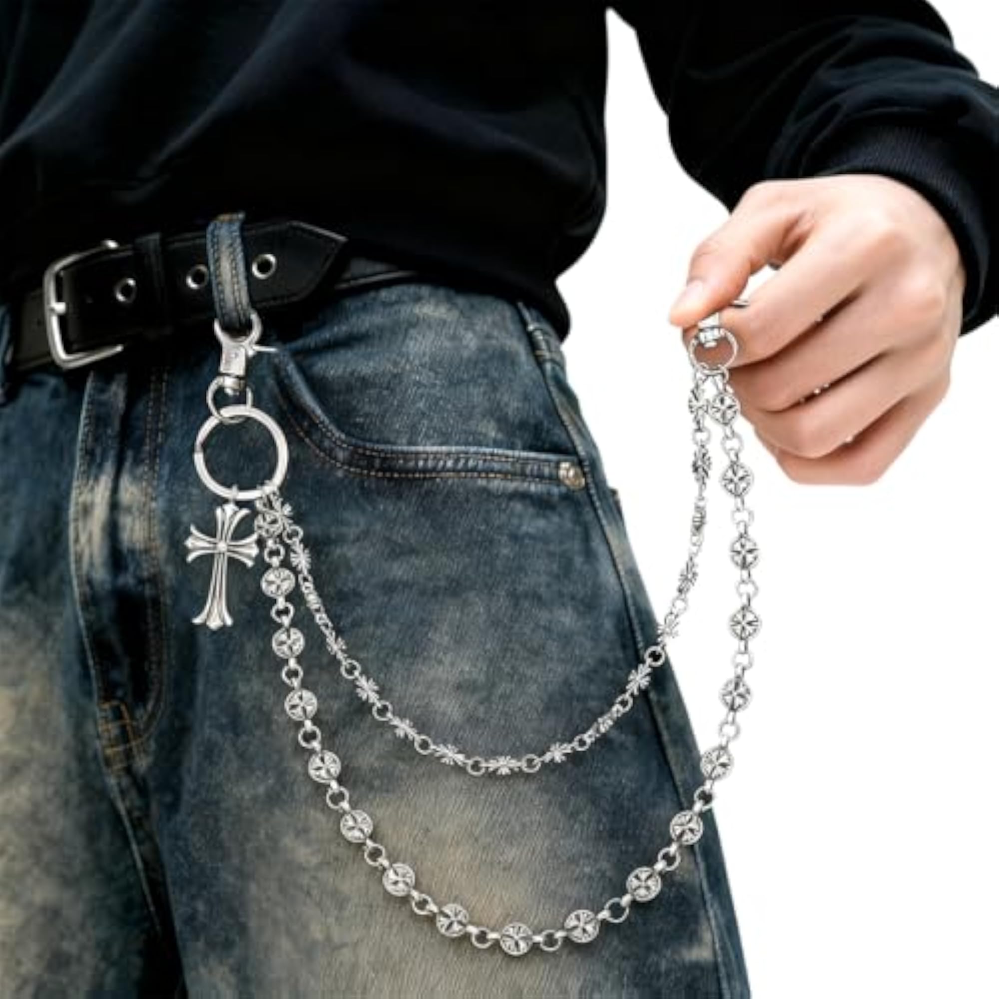 Men's Layered Pants Chain for Biker Style