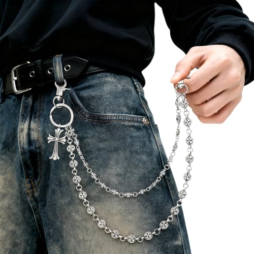Image of GUSTAVE Layered Pants Chain for Men Double Punk Wallet Chains Trousers Jeans for Biker Heavy Skull Belt Gothic Accessories