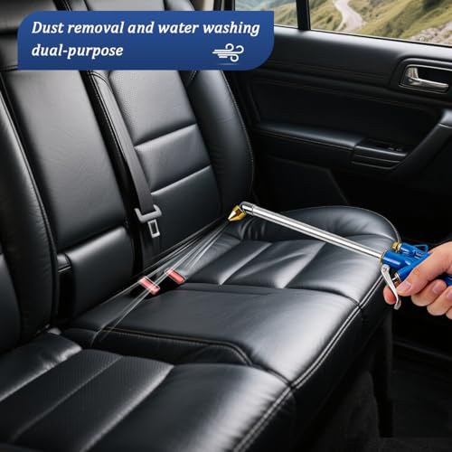 TNAIYH Car Air Engine Cleaning Spray Gun with 3.28FT Hose, Pneumatic Engine Cleaning Degreaser Sprayer Tool, Auto Water Cleaner Nozzle Hose Air Blow Gun for Narror Space, Universal Fit (Elbow)