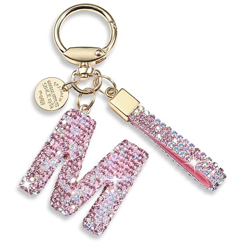 Pink Initial Keychain Bling