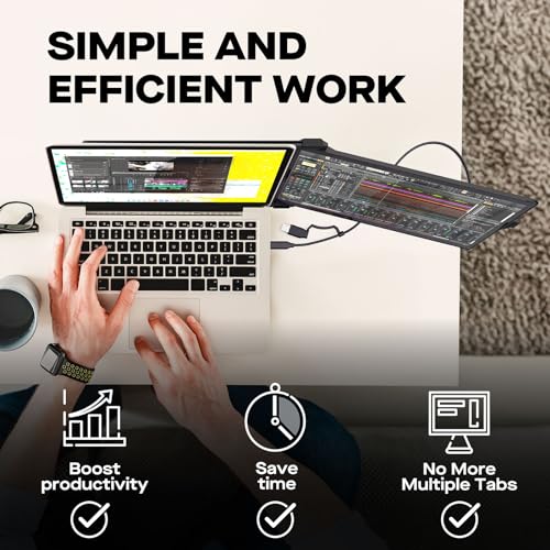 2025 Mobile Pixels Duex Plus DS 13.3" Portable Monitor, USB Type-C/HDMI Plug and Play Laptop Screen Extender, FHD 1080P Laptop Monitor, Compatible with Windows/Mac - Thumbnail 6