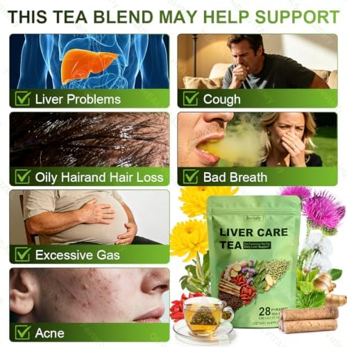 Feviarly Liver Care Tea, 28 Pyramid Tea Bags, Dietary Supplement — view 5