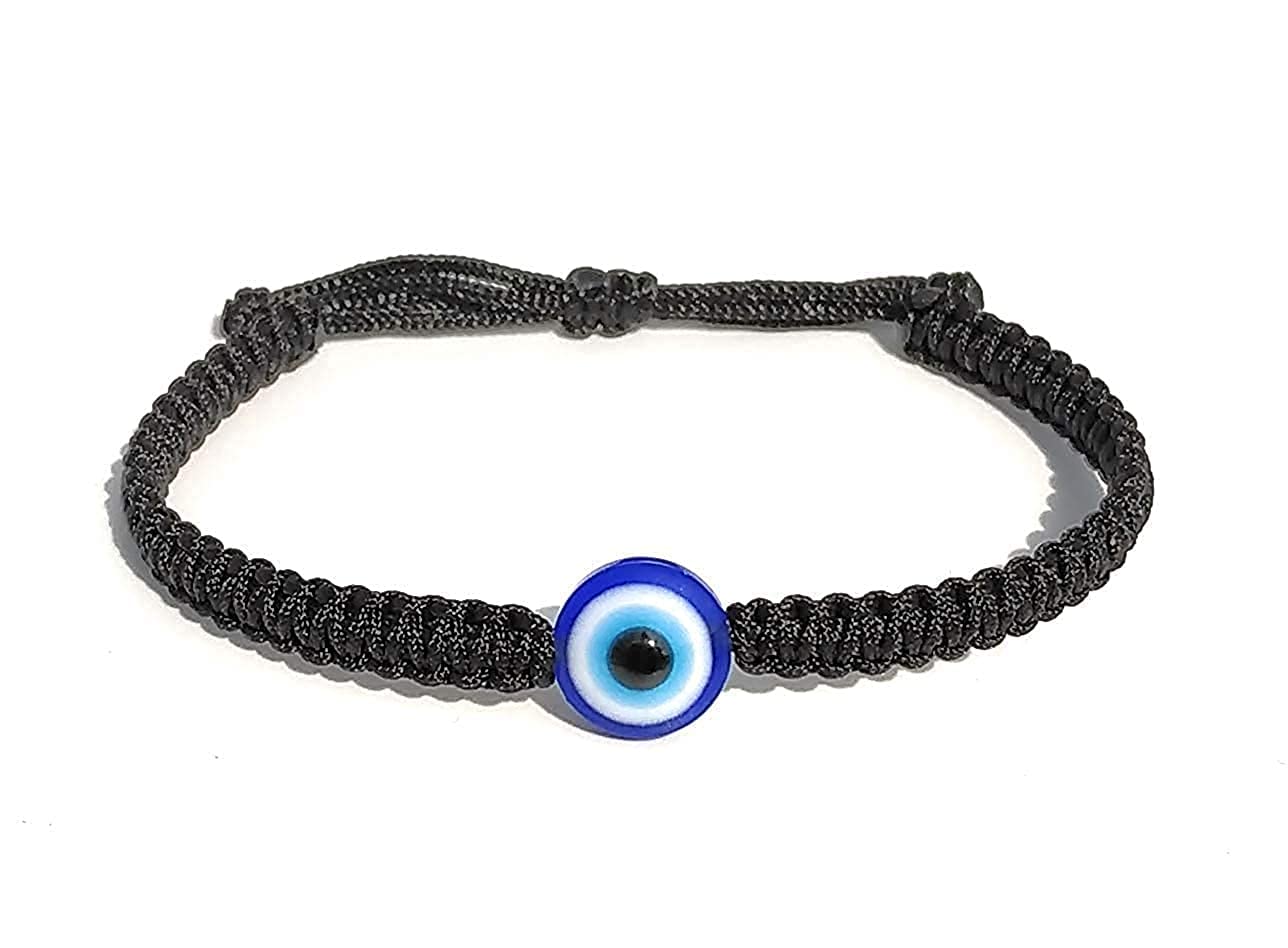 Ahen Evil Eye Bracelet Avoid Negative Energy Remover Buri Nazar Wirtband Vadic Kala Dhaga Bracelet for Men & Women (Black Thread Evil Eye Retro Design)
