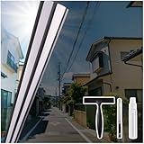 Coavas 遮光シート 遮光フィルム 窓ガラス目隠しフィルム 断熱シート 窓 マジックミラー 目隠しシート 外から見えない uvカット 遮光断熱 日差し対策 賃貸OK 飛散防止 紫外線カット 水で貼る 剥がせる 寝室 台所 事務所 書斎 風呂 玄関（ブラックシルバー，90x200cm）