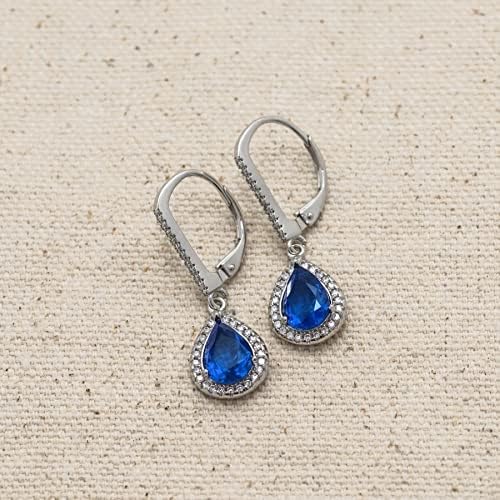 Lesa Michele 2 Cttw Cubic Zirconia Teardrop Dangle Earrings for Women Rhodium Plated 925 Sterling Silver - Image 6