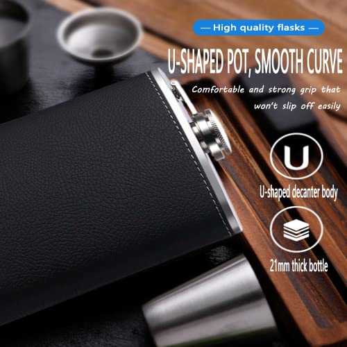 Hadeweite Hip Flask 8 Oz Flasks For Liquor For Men With Flasks For Liquor For Women -Box Includes Flask, Funnel, And Stainless Steel Cup - Groomsmen Gifts Set #TOP4