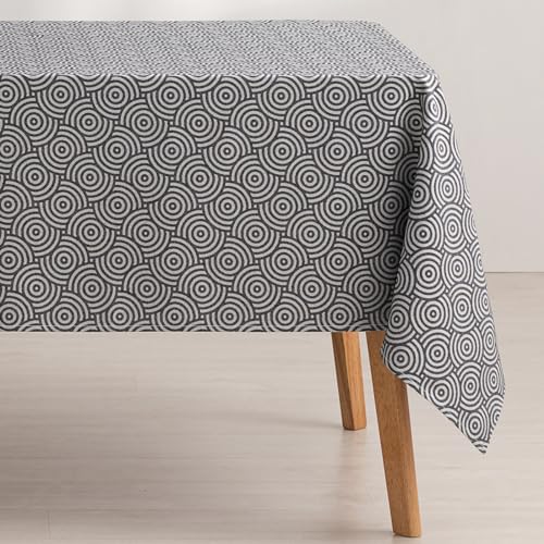 GAMUSI Mantel Antimanchas Mesa Rectangular Jacquard Impermeable 140x100 cm, Tacto Tela, Color Antracita - Ring
