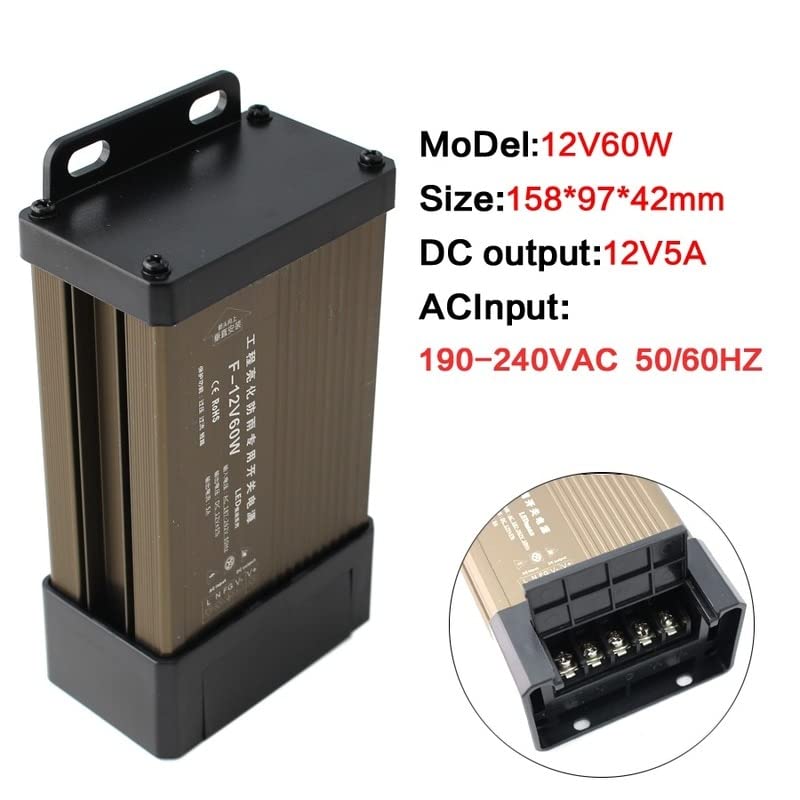 1 2V 500W Fuente de alimentación SMPS 5V 12V 24V 100W 200W 300W 400W 500W 220V for 5V 12V 24V Suministro de energía a Prueba de Lluvia al Aire Libre (Color : 5V 70A 50W)