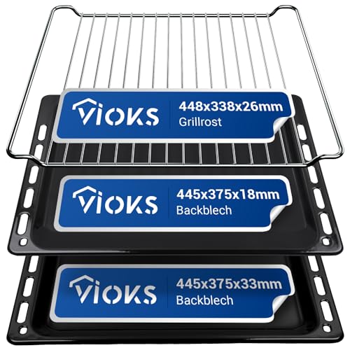 VIOKS 2x Tiefes Backblech 445 x 375 mm Emailliert Ersatz für Whirlpool...