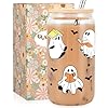 Fairys gift ghost reader halloween cup cute spooky gifts for book lovers 16 oz iced coffee tumbler cup wlid straw book themed bookworm bookish reading halloween gifts for women librarian reader  urban country home decor