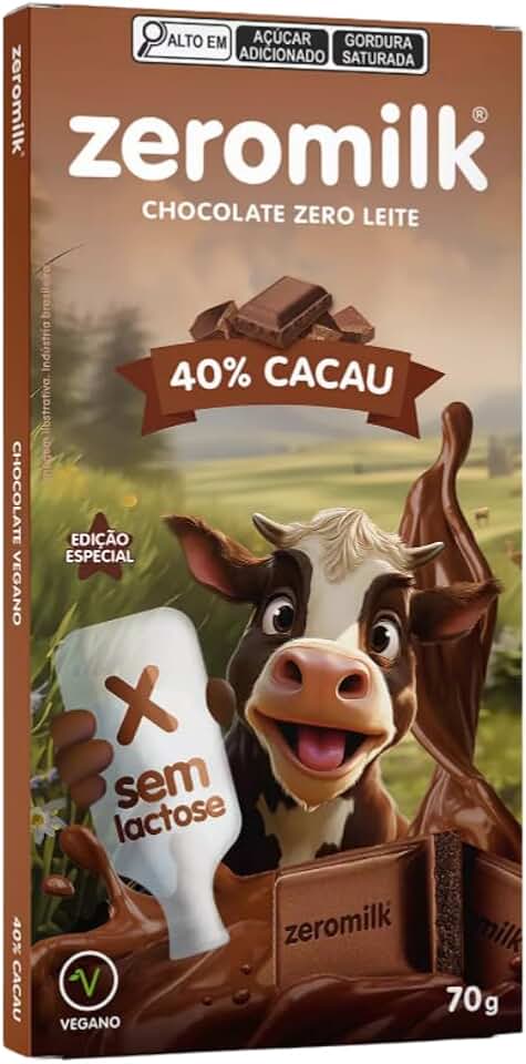 Chocolate Vegano 40% Cacau 70g - Zeromilk