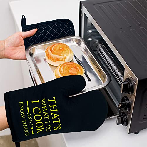 That's What I Do I Cook And I Know Things,Oven Mitts And Pot Holders Sets Of 2，Funny Oven Mitt，Great Birthday Gifts For Dad Boyfriend,Gift For Chef, Lovers, Mom #TOP2