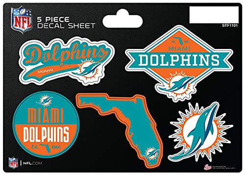 Rico Industries NFL Football Miami Dolphins 5-PC Sticker Sheet