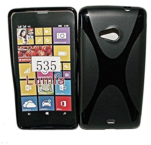 X-Rubber Style - Silikon TPU Handy Cover Hülle Schale Kappe in Schwarz - für Microsoft Lumia 535