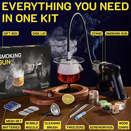 Smoking Gun Wood Smoke Infuser Birner Pro - Starter Kit, 11 Pcs, Smoker Machine With Accessories And Wood Chips - Cold Smoke For Food And Drinks - Gift For Man #TOP2