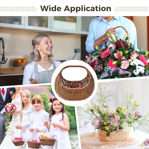 3PCS Woven Flower Girl Basket,Small Wicker Basket with Handle,Half Moon Wicker Flower Girl Basket for Wedding, Gifts,Home Decor,Elegant Storage Solution,Versatile DIY Projects