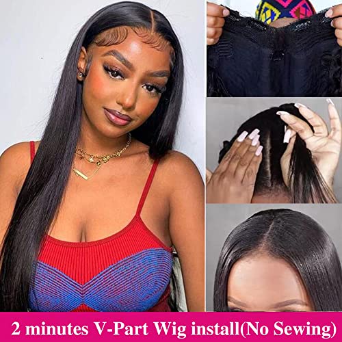 Legendhair 18 Inch Glueless V Part Wigs Brazilian Straight Human Hair Wigs For Black Women V Shape Wigs Human Hair No Leave Out Lace Front Wigs Upgrade U Part Wigs Glueless Full Head Clip In Half Wigs 150% Density(18 Inch) #TOP1