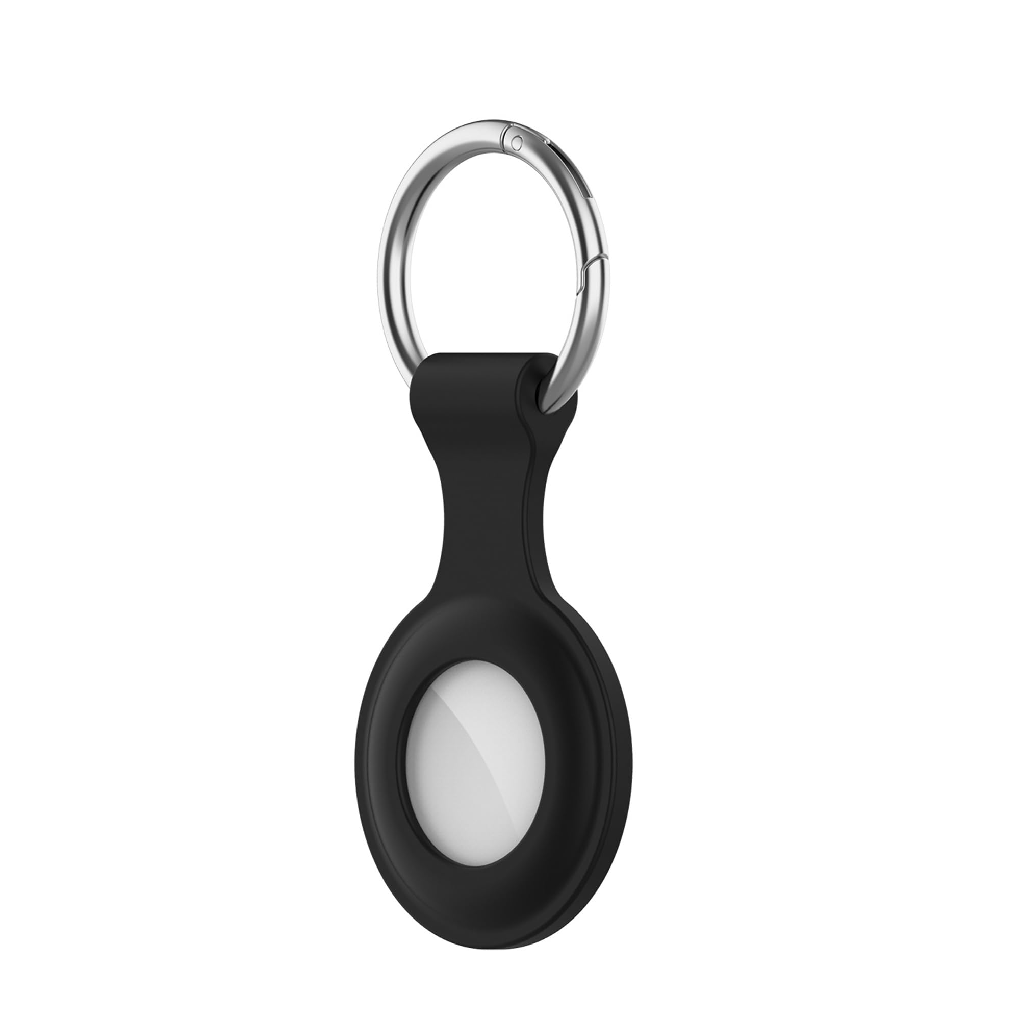 wisely tag keychain silicone case key ring compatible with airtag (2021), soft and flexible tag holder case tracker cover (1 pack - black)