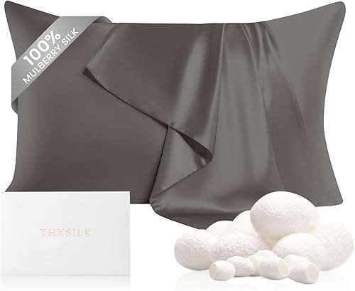 Miniatura 1 de THXSILK Funda de almohada 100% seda de morera para cabello y piel, ambos lados 22 Momme pura seda natural, funda de almohada suave y transpirable