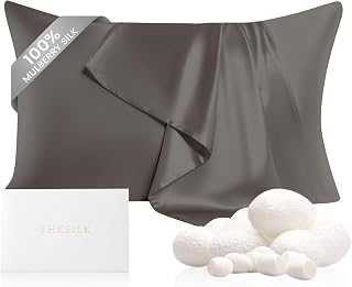 THXSILK 22 Momme Mulberry Silk Pillowcase, Standard Size, Dark Grey
